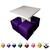 Conjunto Mesa Branca Com 4 Puffs Quadrados Banquinho Sala Decoração Branca C/ Puff Roxo 