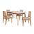 Conjunto Mesa Cimol Ficus 130x80cm com 4 Cadeiras em Madeira e Tecido Linho - Madeira/Cinza MADEIRA/OFF WHITE/CINZA