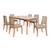 Conjunto Mesa Cimol Ficus 180x90cm com 6 Cadeiras em Madeira e Tecido Linho - Madeira/Cinza MADEIRA/OFF WHITE/CINZA