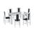 Conjunto Mesa de Jantar Clássica 6 Cadeiras Estofadas Móveis Canção Branco com preto