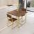 Conjunto Mesa de Jantar Quadrada Imbuia 2 Cadeiras Estofado Riviera Industrial Dourado Marrom