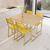 Conjunto Mesa de Jantar Quadrada Pinus 4 Cadeiras Estofado Riviera Industrial Dourado Amarelo