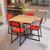 Conjunto Mesa de Jantar Quadrada Pinus 4 Cadeiras Estofado Riviera Industrial Preto Vermelho