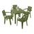 Conjunto Mesa e 04 Cadeiras Plasticas com Braços Baru Rimax Verde