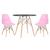 Conjunto - Mesa Eames 80 cm + 2 cadeiras Eames Eiffel DSW Mesa preto com cadeiras rosa