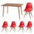 Conjunto Mesa Nice Ret 120x80cm com 4 Cadeiras Eiffel Mozzoni Import Carvalho / Vermelha
