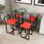 Conjunto Mesa Vidro 4 Cadeiras Pequena Estofado Industrial Black Vermelho