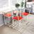 Conjunto Mesa Vidro 4 Cadeiras Pequena Estofado Industrial White Vermelho