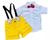 Conjunto Mickey Mouse Manga Curta Bermuda Bebe Infantil Preto Branco, Amarelo