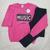 Conjunto Moletom Flanelado Feminino Blusão e Calça Malwee Kids rosa e marinho