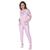Conjunto Pijama De Frio Feminino Canelado Estampado Blusa Longa Calça Com Bolso Victory Rosa