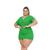 Conjunto Plus Size Feminino Cropped com Botões e Short Saia Verde