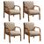 Conjunto Poltronas Lara Kit Decorativo 4 Cadeiras Braço Madeira Linho Marrom 150