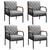 Conjunto Poltronas Ludmilla 4 Cadeiras Braço Metal Sala Recepção Visita Linho Cinza 320