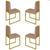 Conjunto Quatro Cadeiras Sala Jantar BARCELONA Dourado/Veludo capuccino