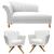 Conjunto Recamier Sofá Chesterfield 1.40 + 2 Poltronas Iza Base Giratoria Para Salas de Noiva Psicologia Nanda Decor Corino branco