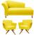 Conjunto Recamier Sofá Chesterfield 1.40 + 2 Poltronas Iza Base Giratoria Para Salas de Noiva Psicologia Nanda Decor Suede amarelo