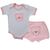 Conjunto Roupa Bebê Menina Menino Body e Short Tapa Fralda Ursinho Rosa