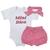 Conjunto Roupa Bebê Menina Mini Diva Body Manga Curta e Short Tapa Fralda Blogueirinha Verão c11361 Rosa