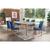 Conjunto Sala de Jantar Liz Tampo MDF Vidro com 6 cadeiras Rufato Veludo Azul/Off White/Imbuia