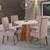 Conjunto Sala de Jantar Mesa Fiorenza 4 Cadeiras Cristal Viero Mel/Blonde/Veludo Rosa