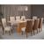 Conjunto Sala de Jantar Mesa Maldivas 8 Cadeiras Cristal Viero Mel/Off White/Linho Bronze