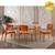 Conjunto Sala de Jantar Mesa Malta 160cm com Vidro e 6 Cadeiras Malta Gold em Madeira Moderna Linho Palha Off White Imbuia