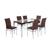 Conjunto Sala de Jantar Tokio Mesa Tampo de Vidro Cadeiras Cromado/Marrom Tex