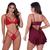 Conjunto Sexy Duas Tiras + Camisola Sensual Decote Costas Vermelho c, Vinho