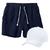 Conjunto Short de Linho Masculino + Boné Liso Estilo Casual Básico Ideal Para o Dia a Dia Branco e azul marinho