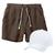 Conjunto Short de Linho Masculino + Boné Liso Estilo Casual Básico Ideal Para o Dia a Dia Branco e marrom