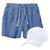 Conjunto Short de Linho Masculino + Boné Liso Estilo Casual Básico Ideal Para o Dia a Dia Branco e azul ceu