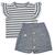 Conjunto Short Saia Cropped Infantil Menina Primavera Verão Branco, Cinza