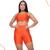 Conjunto Top C/Bojo Removível+Short Canelado Fitness Feminino Coral