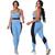 Conjunto Top e Leg Em Poliamida Moda Fitness Roupas Academia  Azul com preto