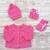 Conjunto Tricô lã Bebê 3 pçs  Agasalho gorro e sapatinho Pink
