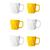 Conjunto Xícara de Café Canequinha Cerâmica 120ml Coloridas Cores Diversas Branco/amarelo
