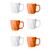 Conjunto Xícara de Café Canequinha Cerâmica 120ml Coloridas Cores Diversas Branco/laranja
