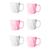 Conjunto Xícara de Café Canequinha Cerâmica 120ml Coloridas Cores Diversas Branco/rosa