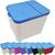 Container Porta Ração Canister Plástico com Tampa Azul Protege Conserva Furacão Pet 15 Kg Branco com Tampa Azul