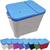 Container Porta Ração Canister Plástico com Tampa Azul Protege Conserva Furacão Pet 15 Kg Cinza com Tampa Azul