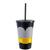 Copo infantil 550ml tampa e canudo decorado resistente usual Caverna