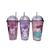 Copo Infantil Unicórnio Acrílico Glitter Canudo Tampa 450ml Roxo