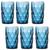 Copos De Vidro Agua Jogo Com 6 Unid De 350ml Grande Diamante Azul
