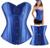 Corpete Corset Corselet Espartilho Modela Cintura Poliéster Tam 38 a 54 Cores Azul