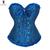 Corpete Corset Espartilho Cinta Modela Cintura Floral Azul Azul