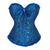 Corpete Corset Espartilho Cinta Modela Cintura Floral Azul