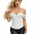 Corset Corselet Blusa Modeladora Manga Curta Renda Floral Linha Casual Cores M759 Branco