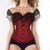 Corset Corselet Blusa Modeladora Manga Curta Renda Floral Linha Casual Cores M759 Vermelho bordô