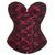 Corset Espartilho Cinta Modela Cintura Floral Red Sem Babado Vermelho com preto